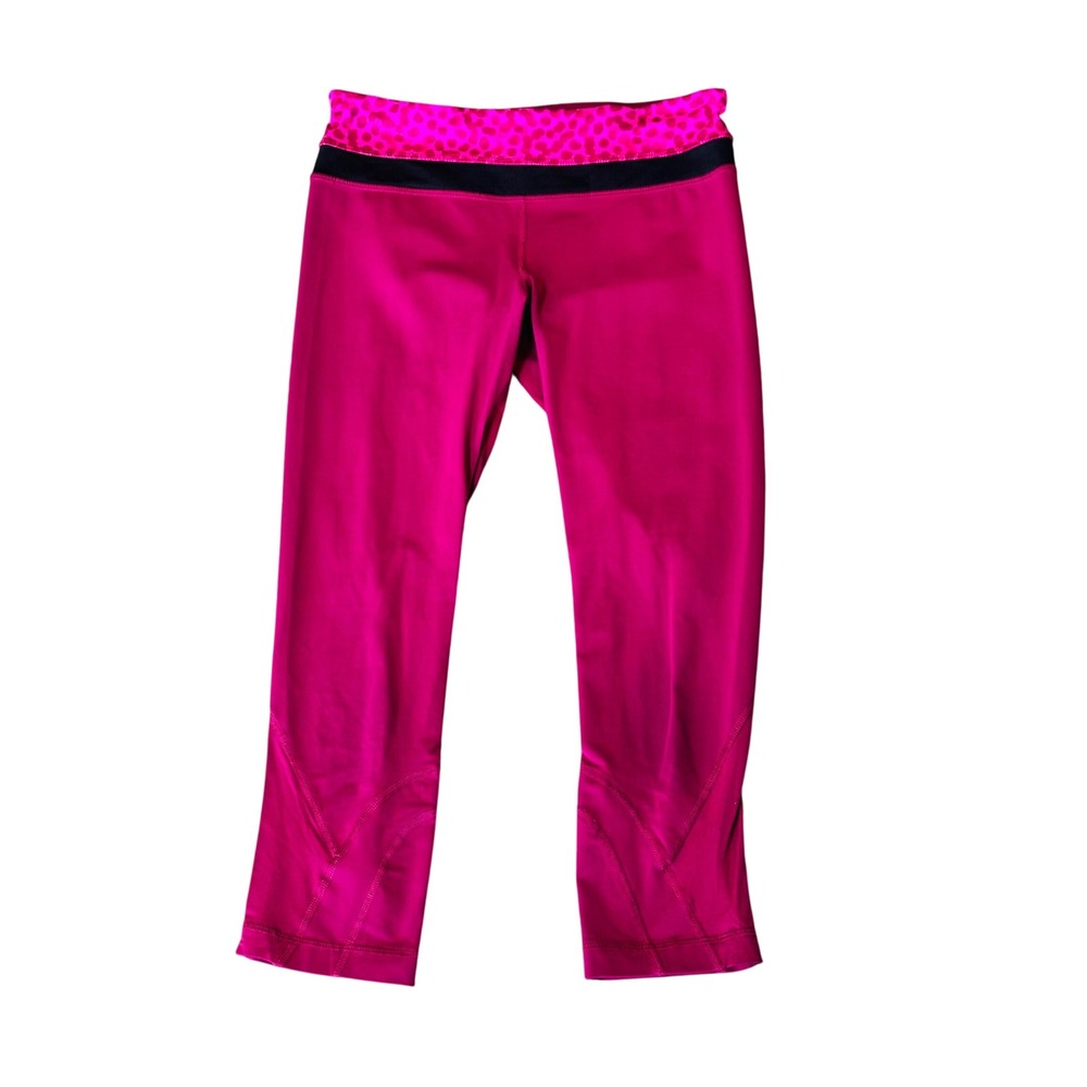 Lululemon Run Inspire Crop II Pink Leopard Print Leggings Size 6